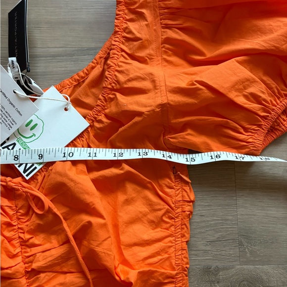 GANNI Ruched Puff Sleeve Mini Dress NEW - Picture 8 of 9